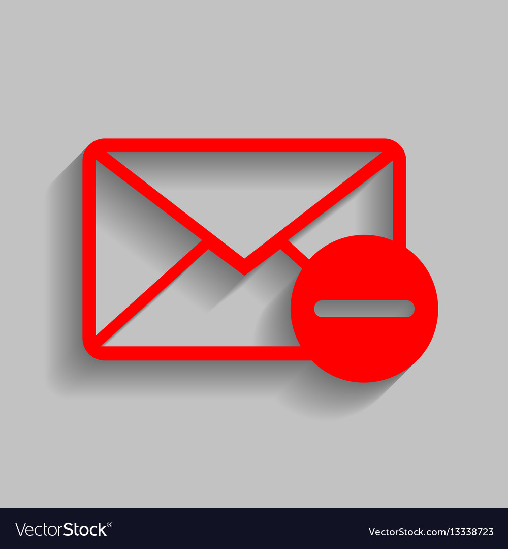 Mail sign red icon with soft
