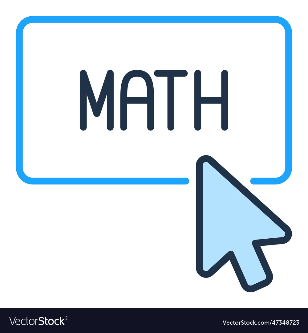 Mouse cursor on math button concept colored icon