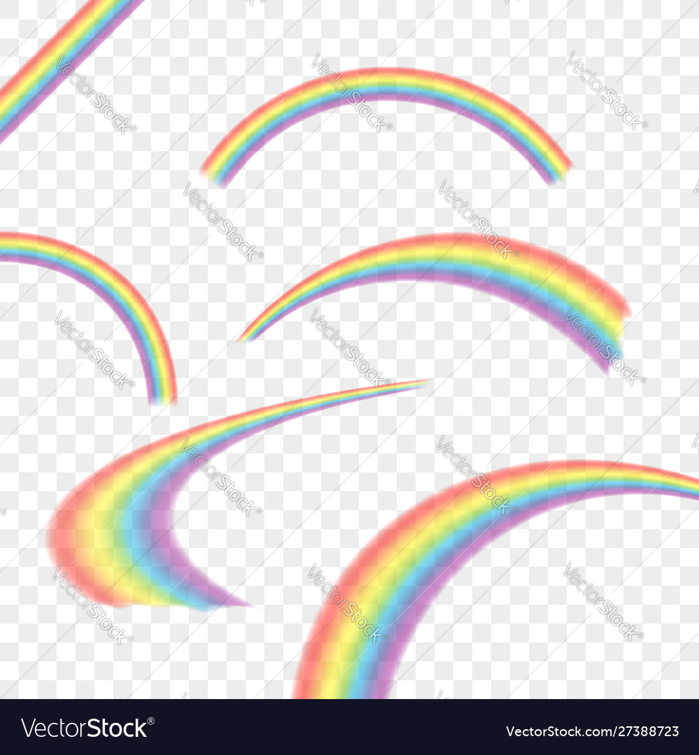 Rainbows in different shape realistic set vector image Rainbows in different shape realistic set