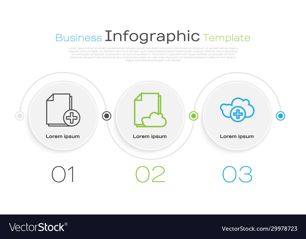 Set line add new file cloud storage text document vector image Set line add new file cloud storage text document