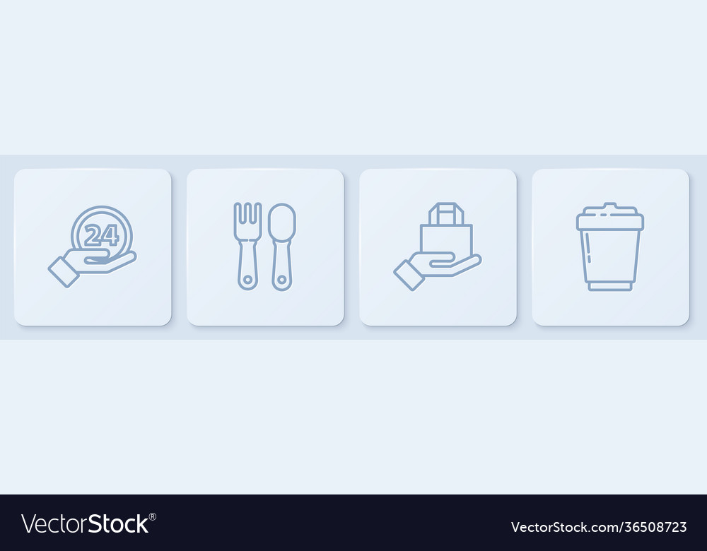 Set line clock 24 hours online ordering vector image Set line clock 24 hours online ordering