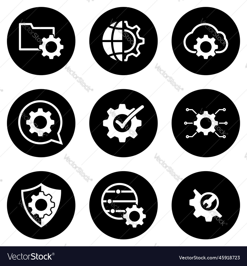 Set of simple icons on a theme settings design vector image Set of simple icons on a theme settings design