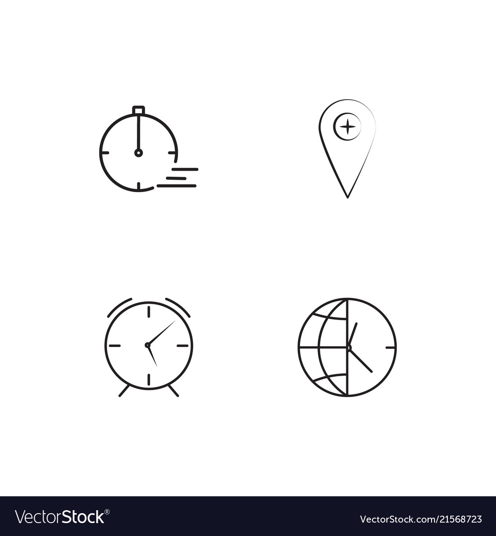 Time linear icons set simple outline