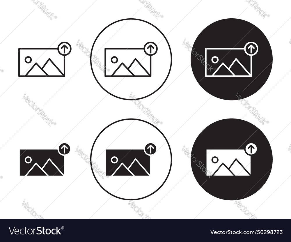 Upload photo icon set image picture and camera