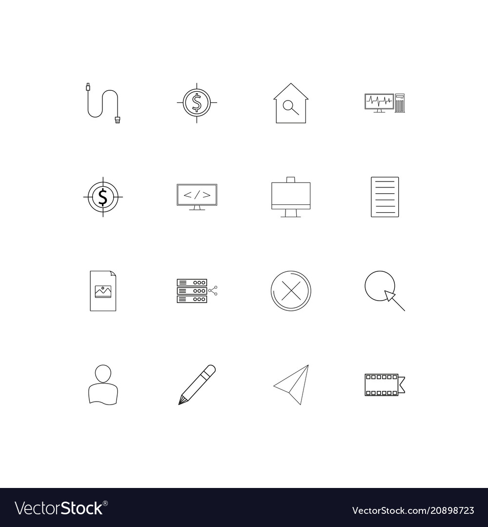 Web linear thin icons set outlined simple