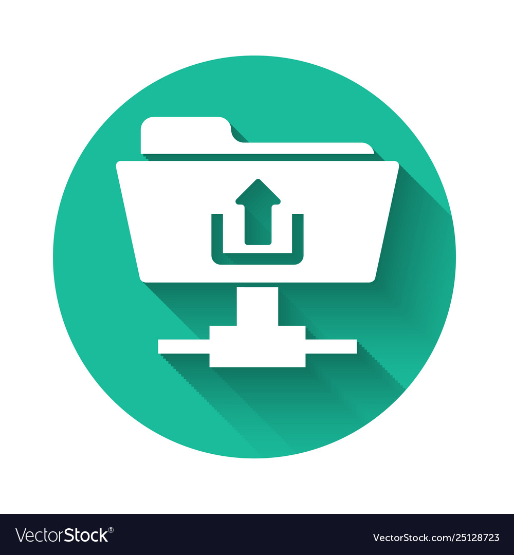 White ftp folder upload icon isolated with long vector image White ftp folder upload icon isolated with long
