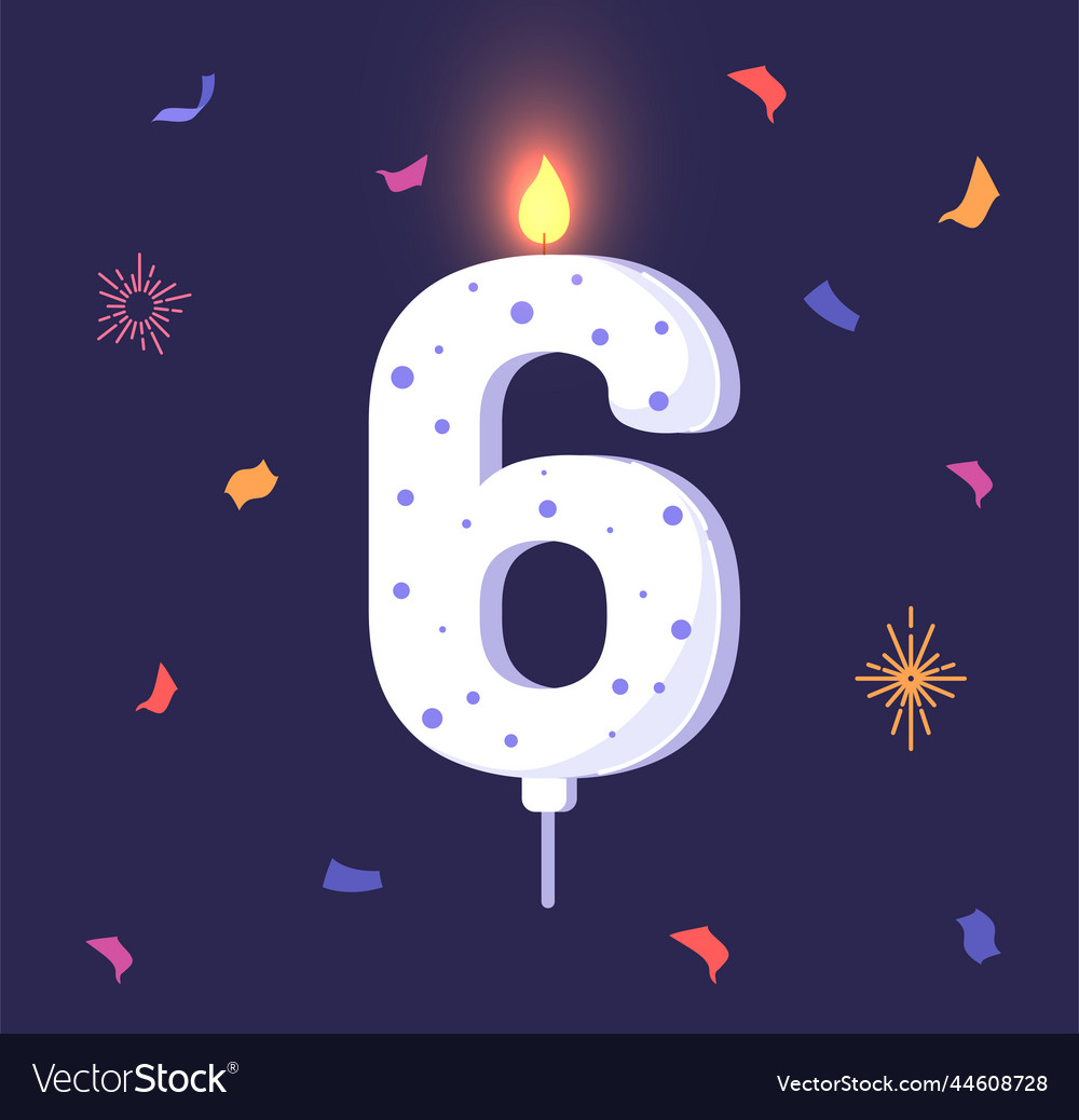 Birthday candle with number 6