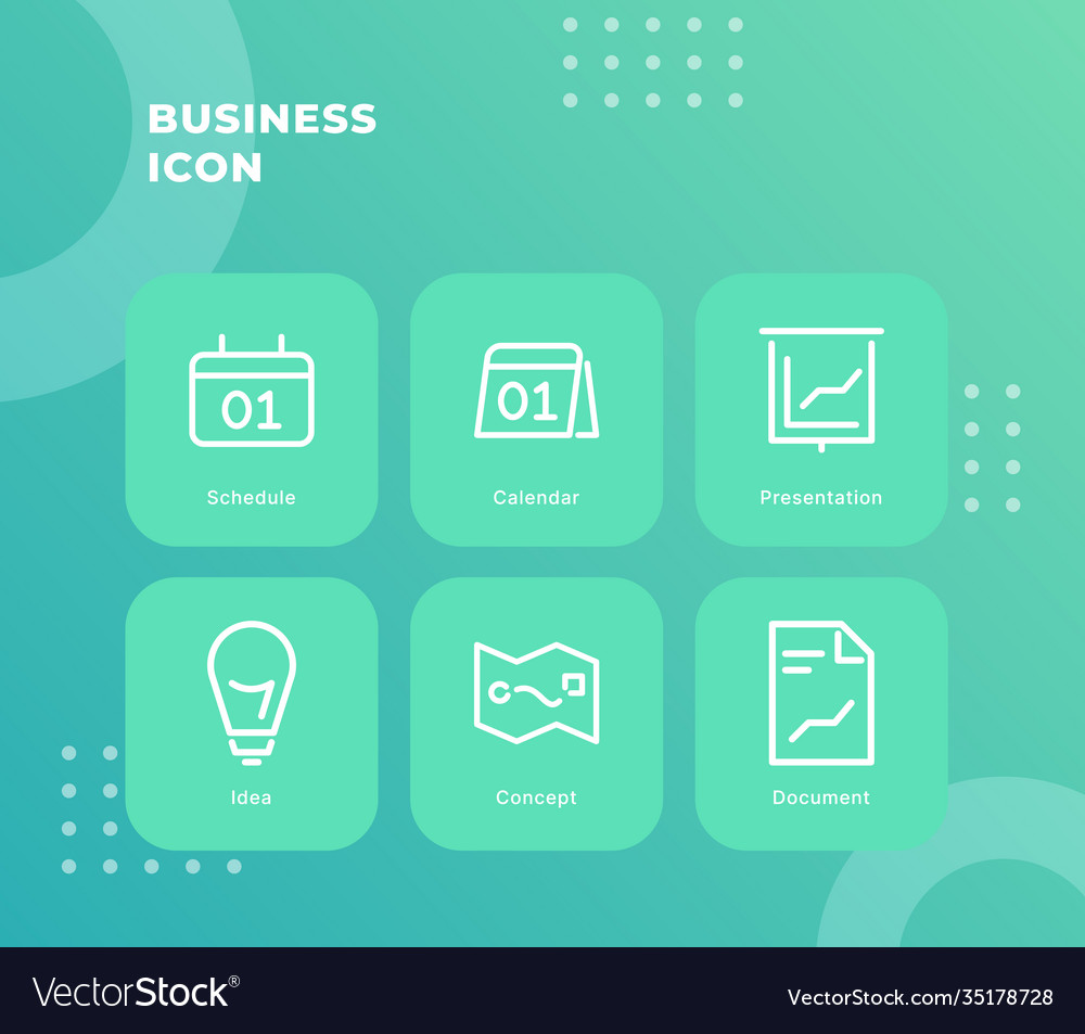 Business icon set collection package with green Vector Image