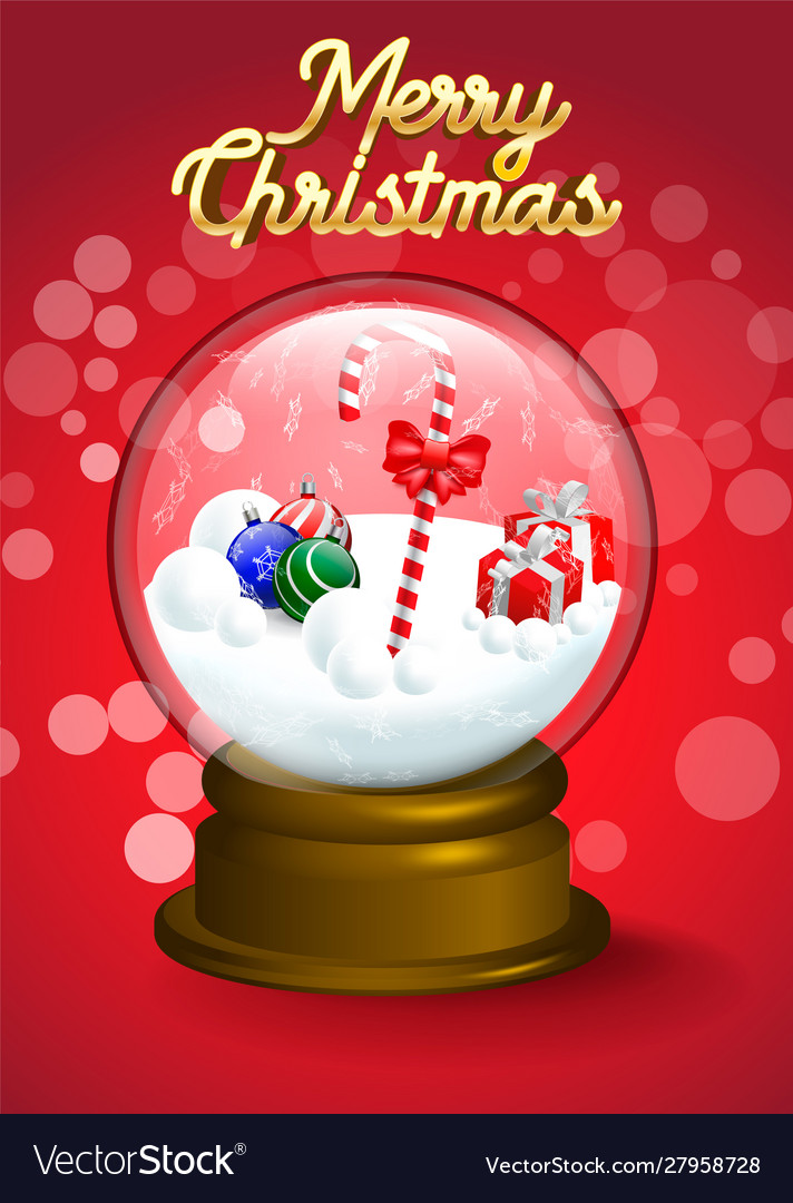 Candy cane inside christmas snow globe crystal