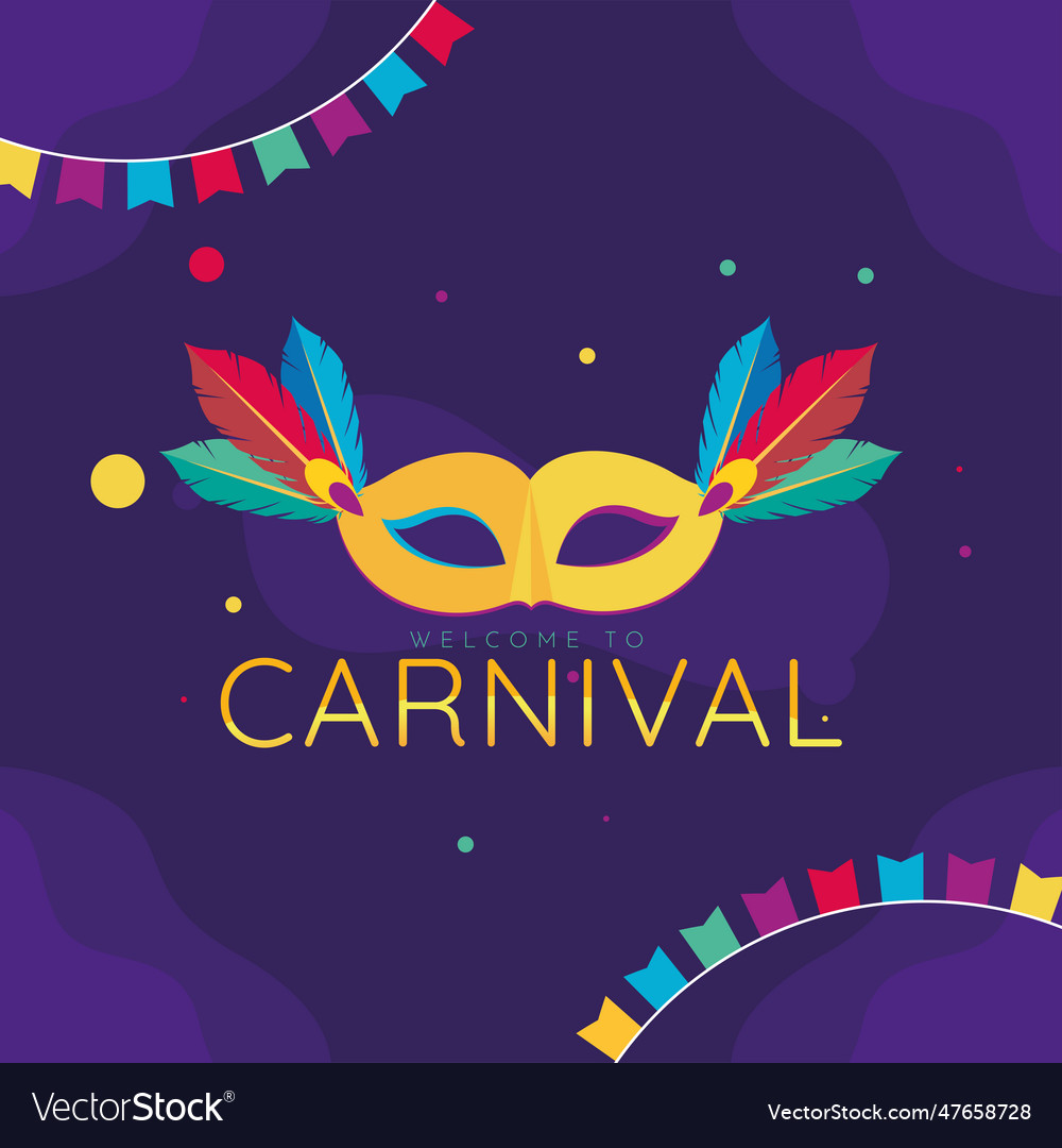 Colored carnival template with venice mask Vector Image