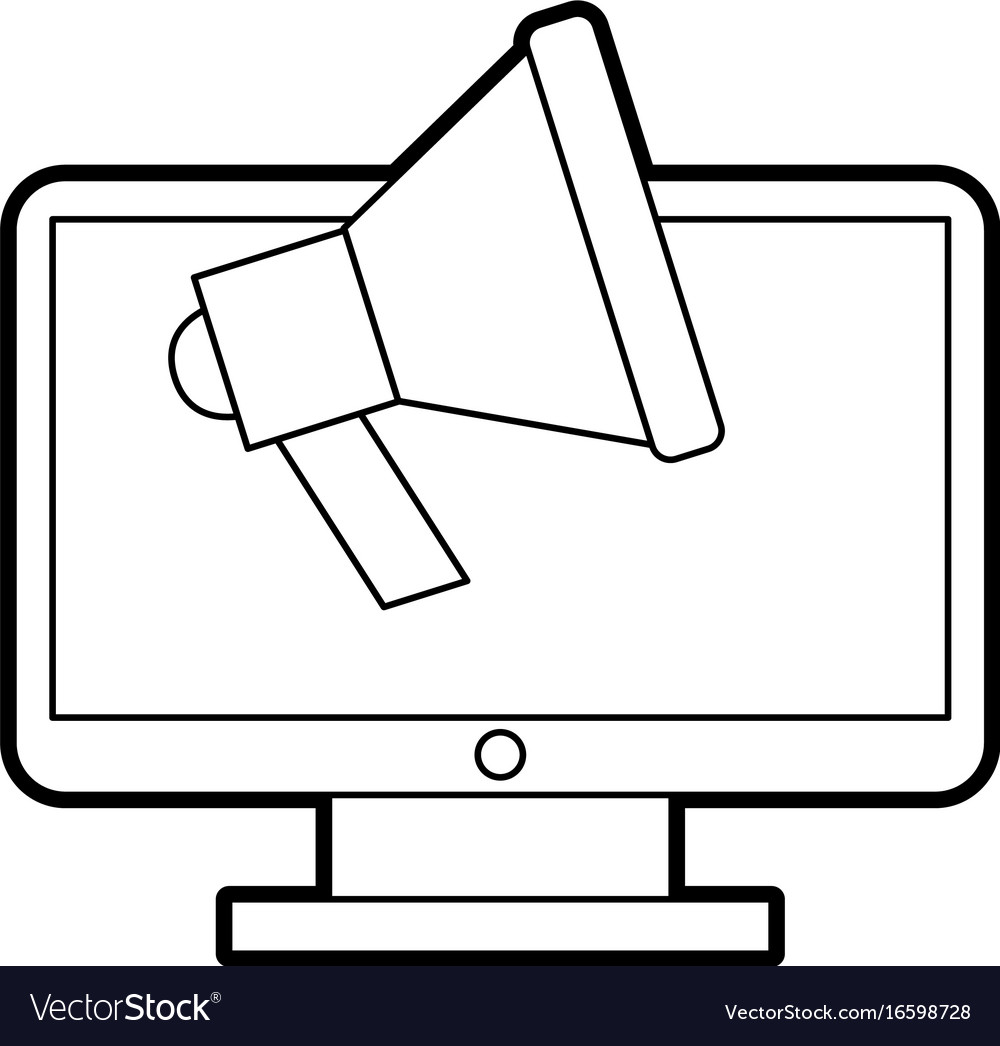 Computer desktop with megaphone