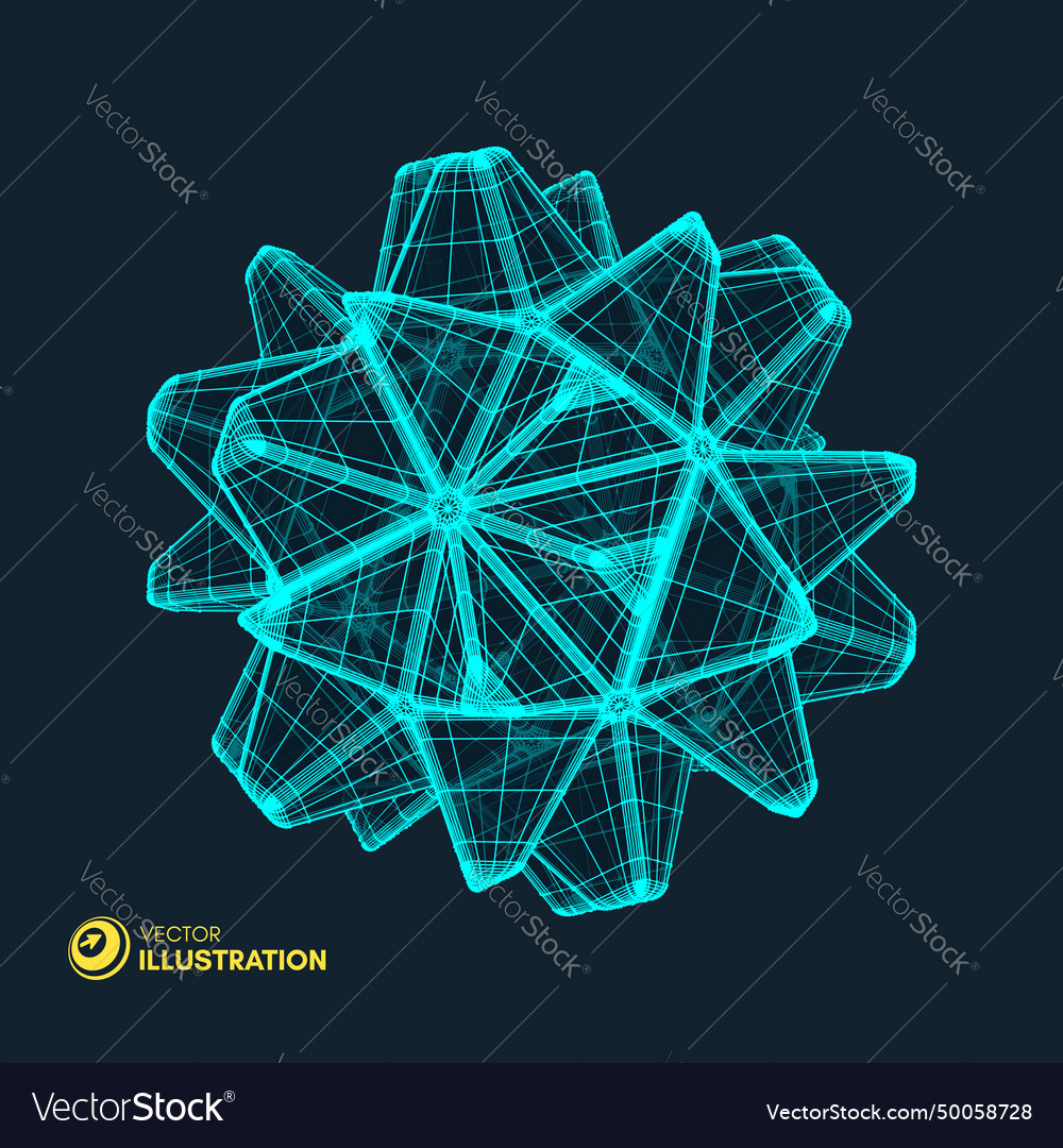 Crystal object with connected lines and dots vector image Crystal object with connected lines and dots