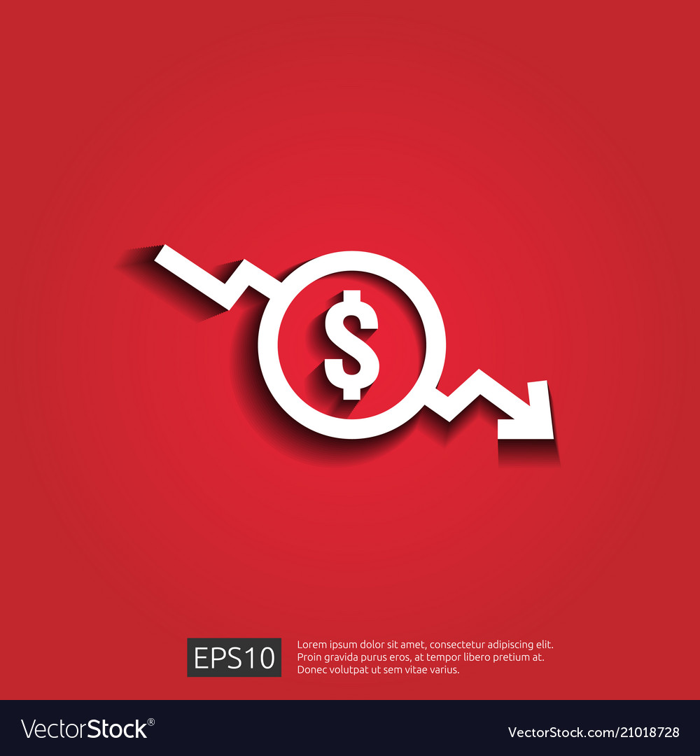 Dollar decrease icon money symbol with arrow