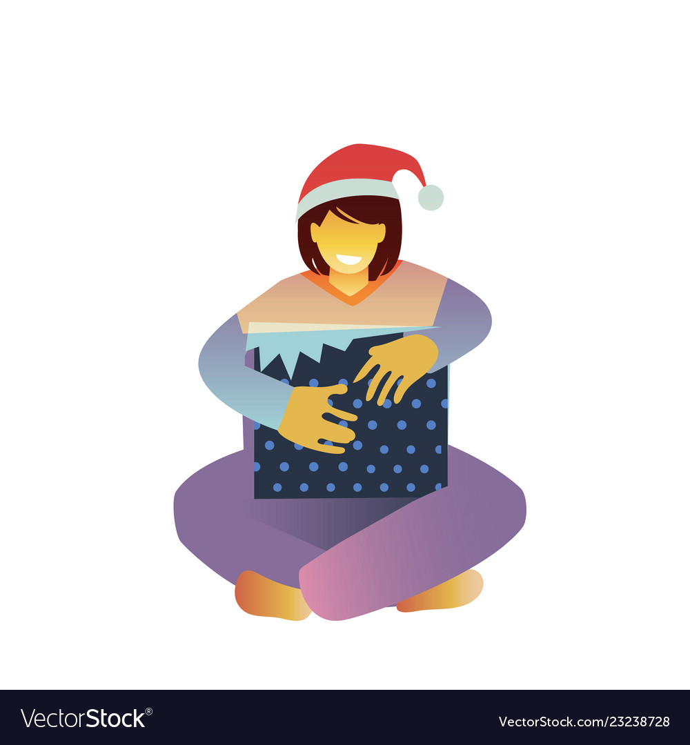 Girl in pajamas and santa