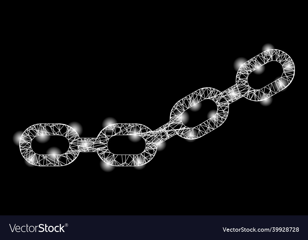 Glowing net mesh chain with glare spots vector image Glowing net mesh chain with glare spots