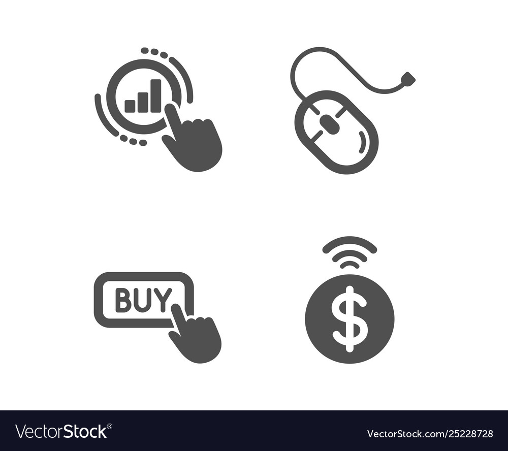 Graph chart computer mouse and buy button icons vector image Graph chart computer mouse and buy button icons