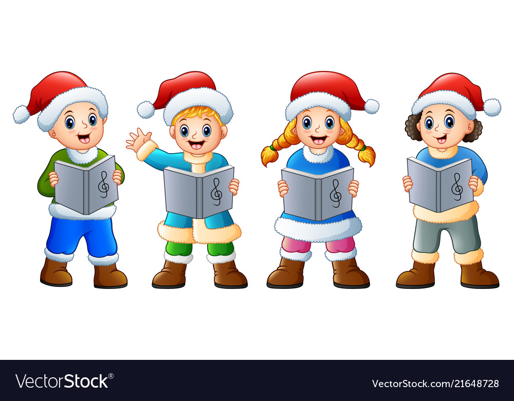 Group of kids in santa cost Royalty Free Vector Image