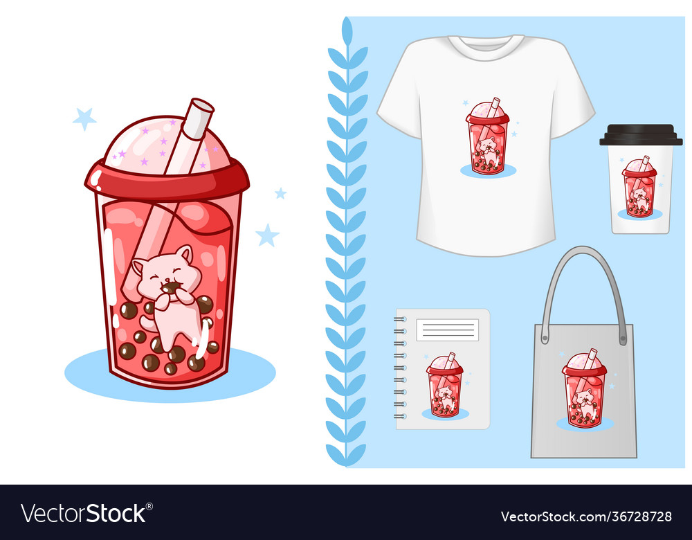 Mockup cat is eating soft drink in a red