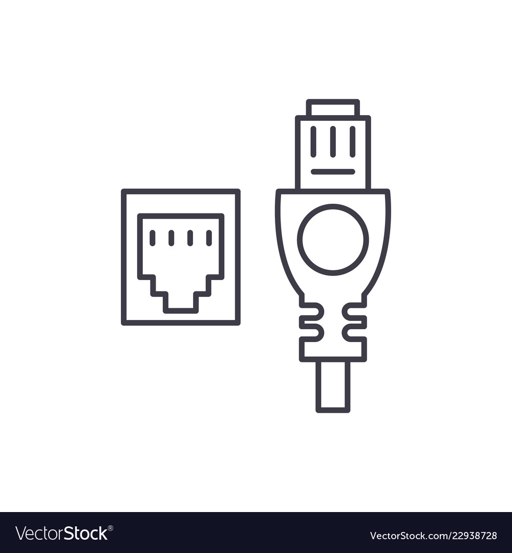 Network cable and socket line icon concept