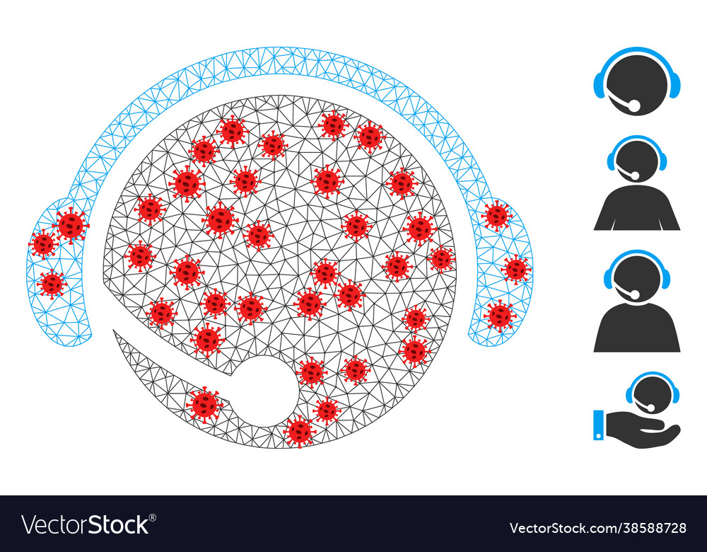Polygonal wire frame call center operator icon vector image Polygonal wire frame call center operator icon