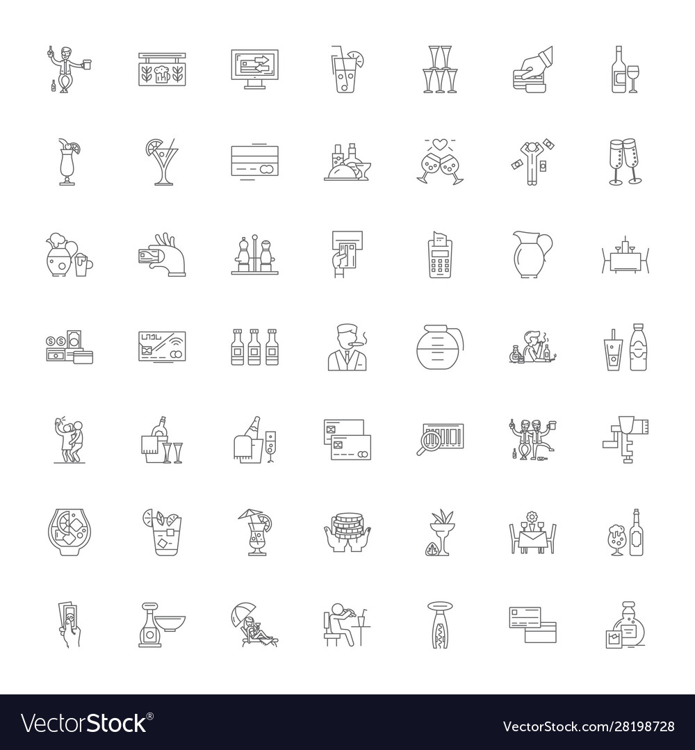 Pub linear icons signs symbols line