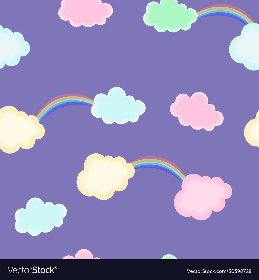 Seamless pattern with clouds and rainbow vector image Seamless pattern with clouds and rainbow