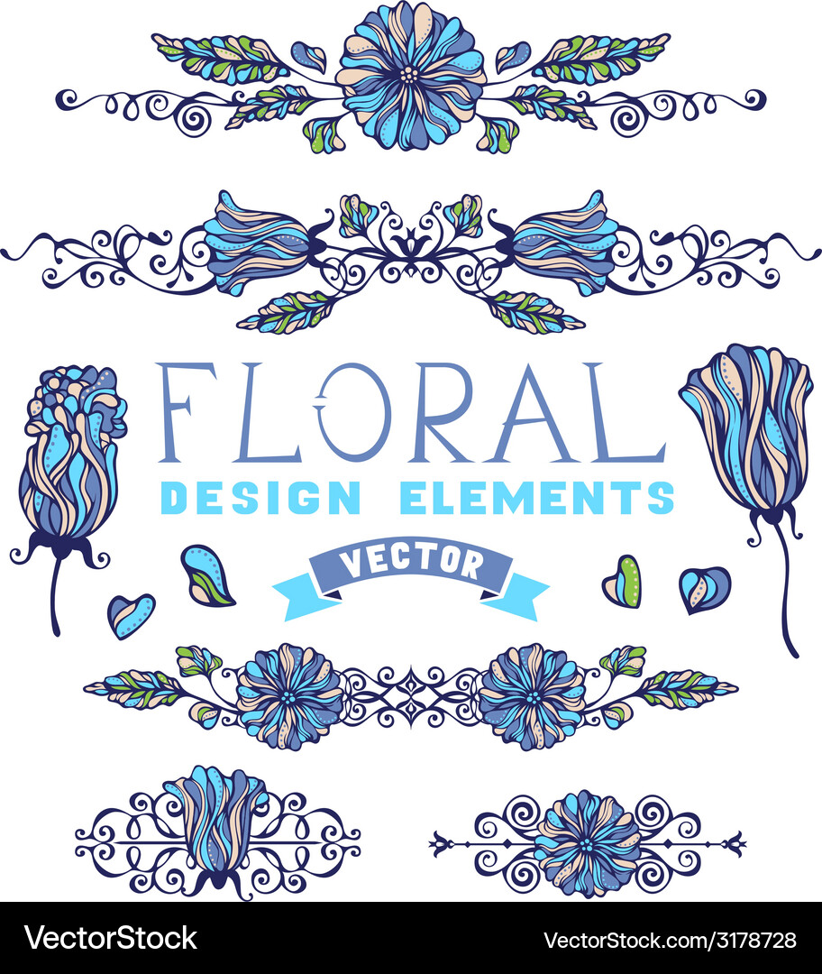 Set floral design elements Royalty Free Vector Image