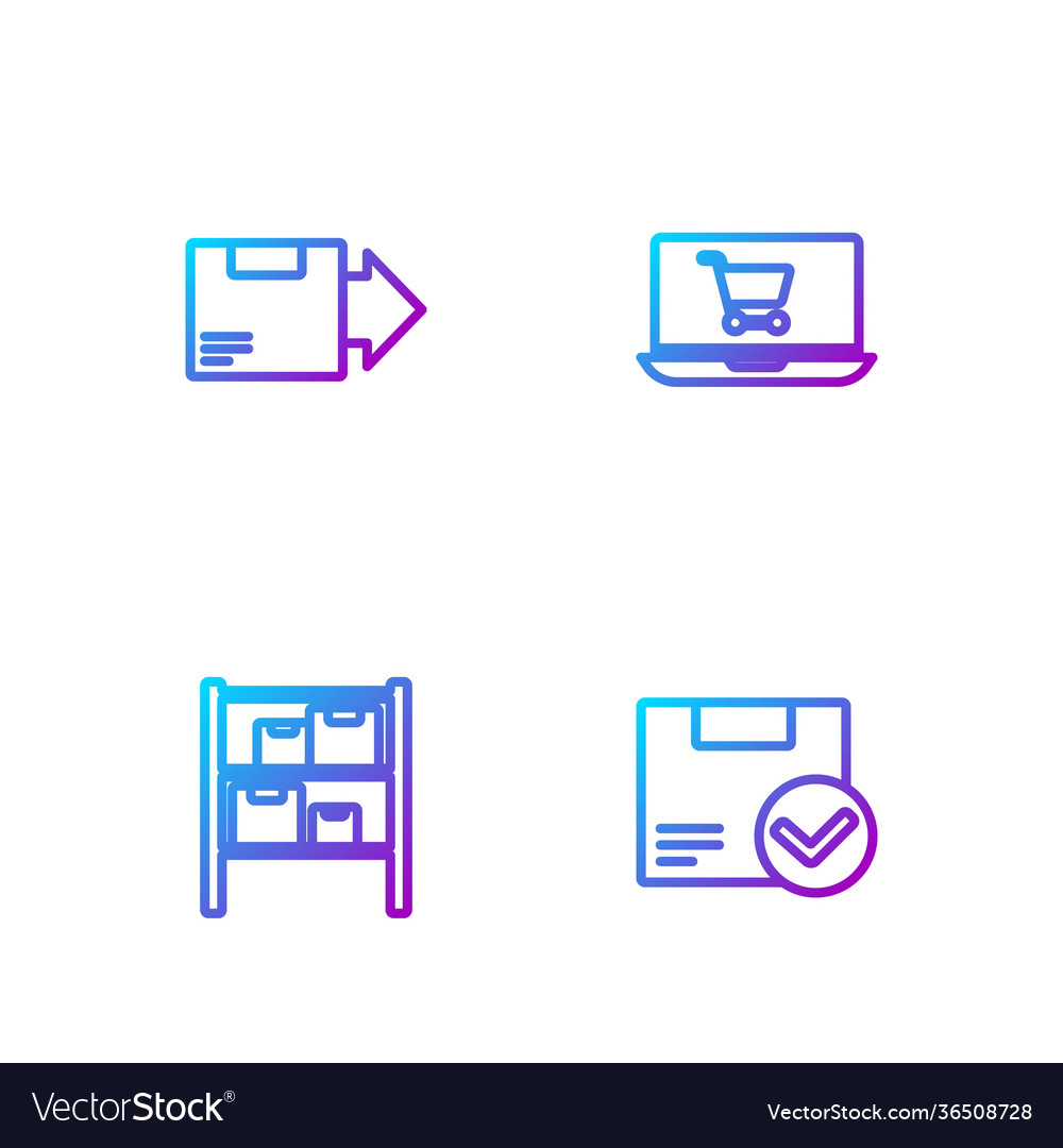 Set line package box with check mark warehouse vector image Set line package box with check mark warehouse