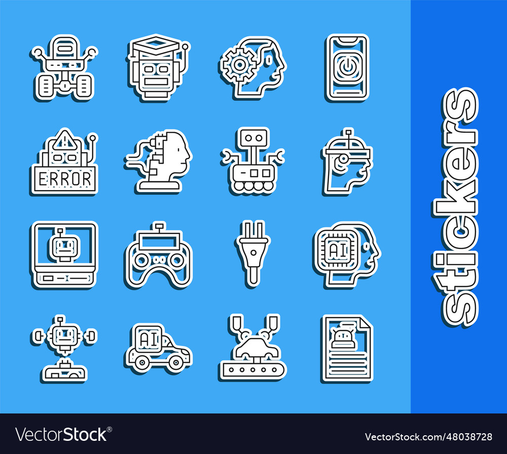 Set line technical specification humanoid robot vector image Set line technical specification humanoid robot