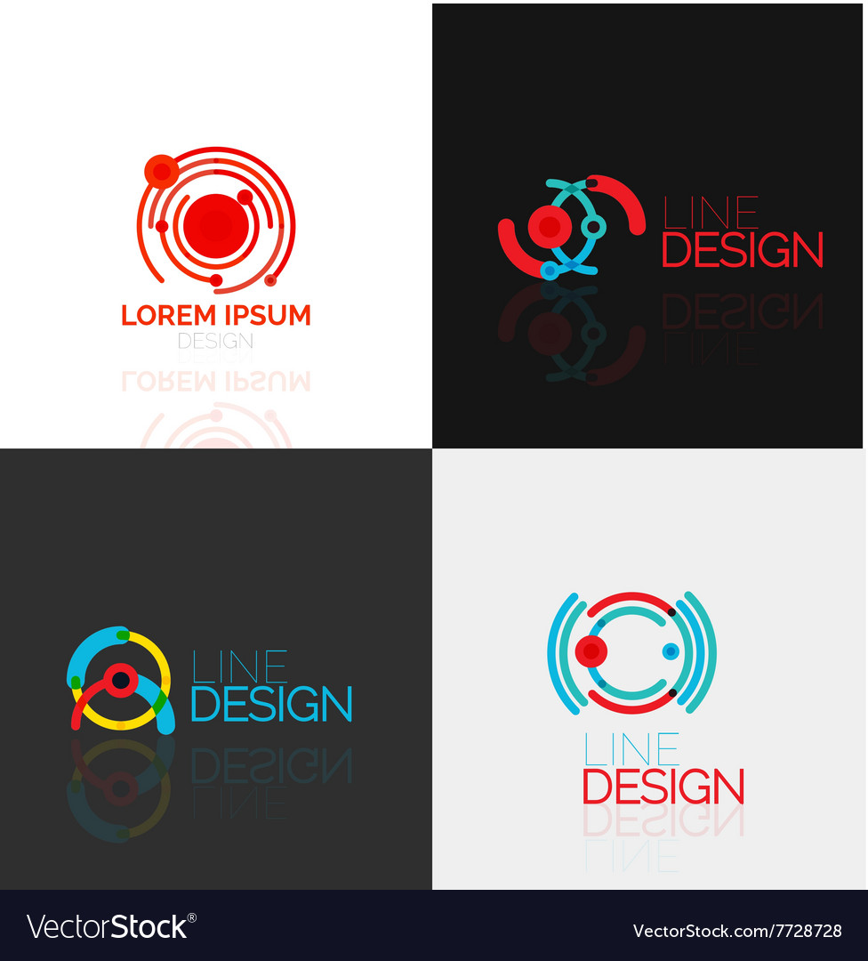Set of linear abstract logos swirl circle