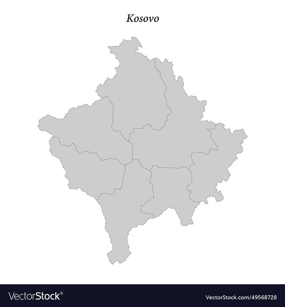 Simple flat map of kosovo with borders