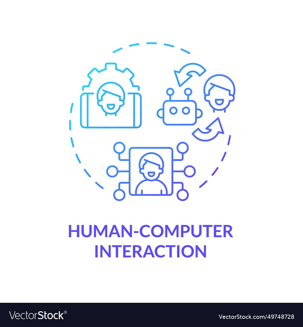 Thin line gradient human computer interaction vector image Thin line gradient human computer interaction