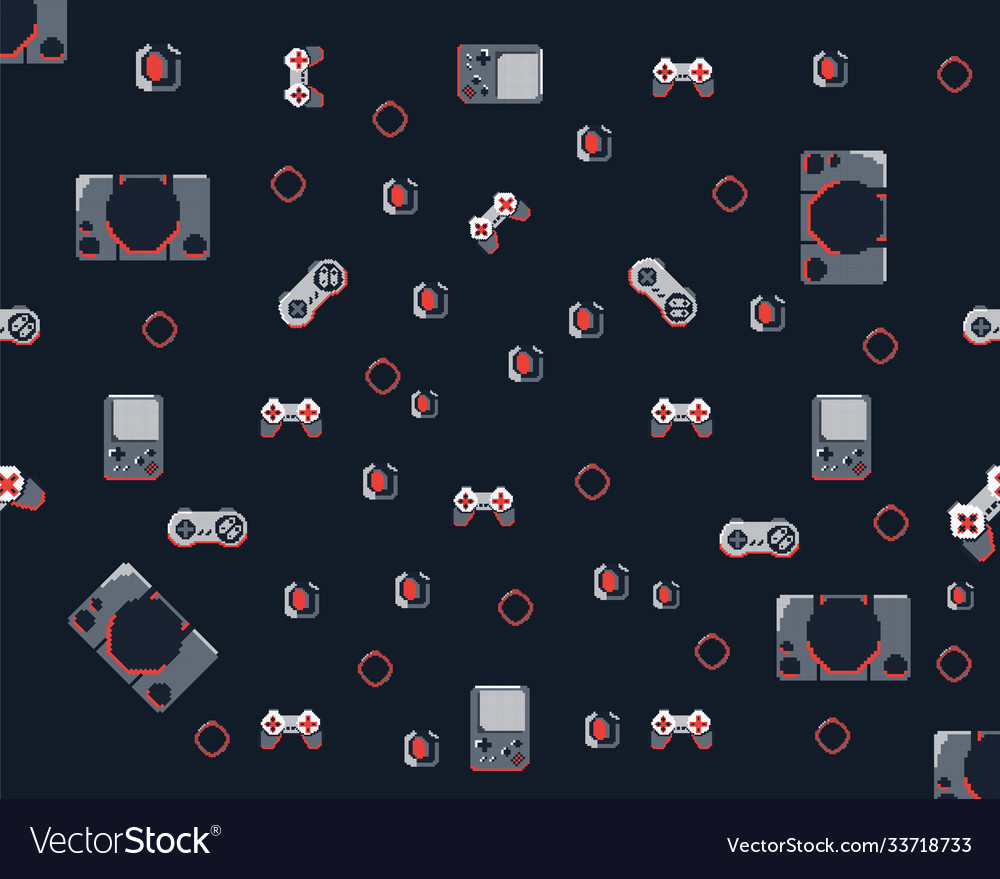 8 bit console and joystick oldschool pattern vector image 8 bit console and joystick oldschool pattern
