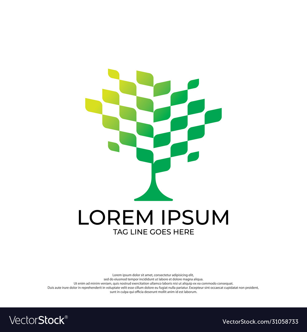 Abstract tree with gradient color template flat