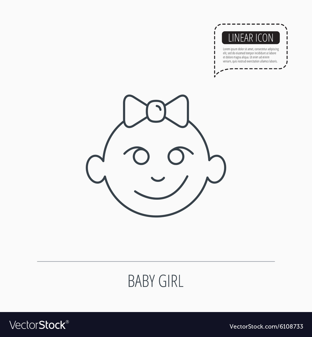 Baby girl face icon child with smile sign