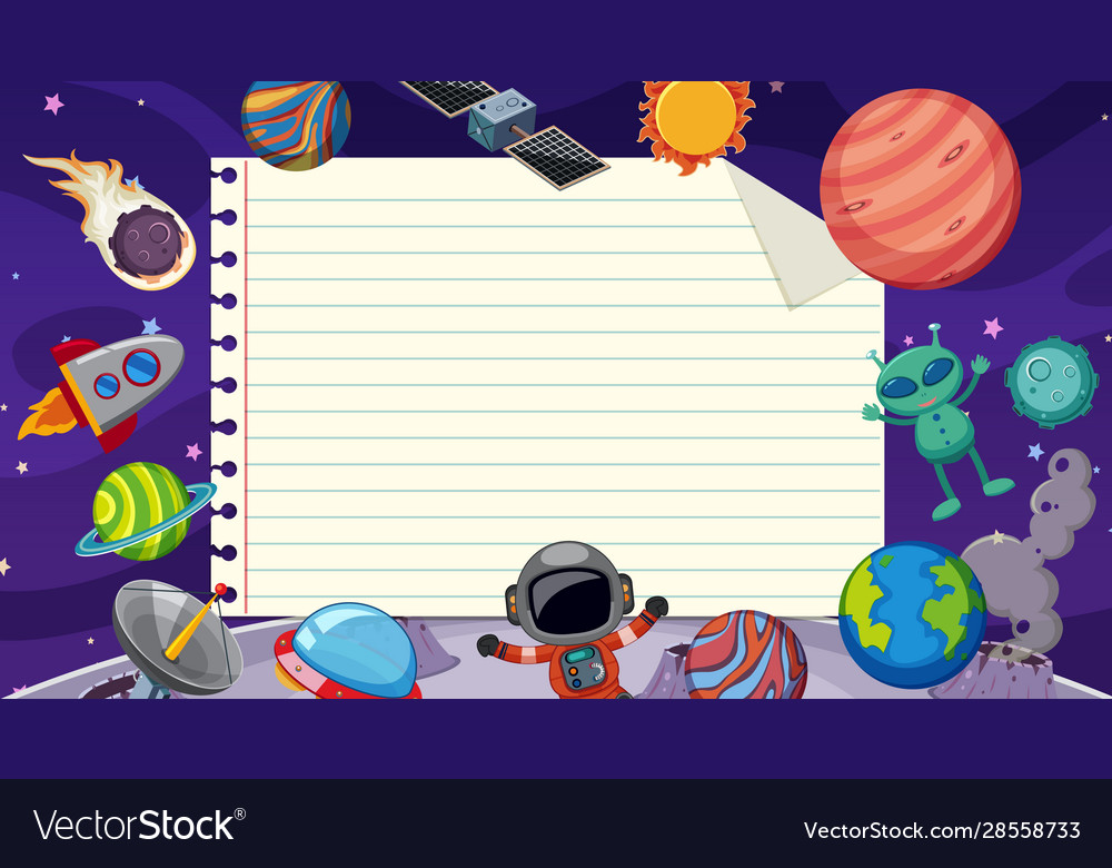 Border template with space theme in background vector image Border template with space theme in background