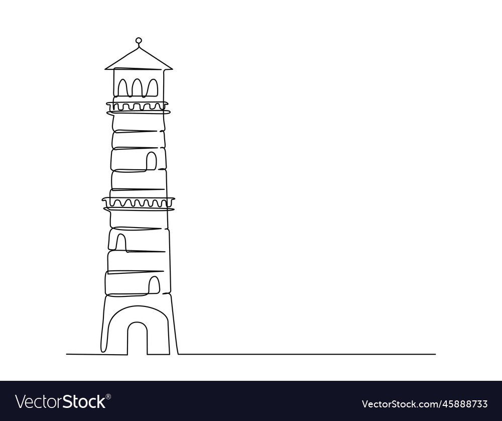 Kontinuierliche eine Linie Zeichnung des Leuchtturms