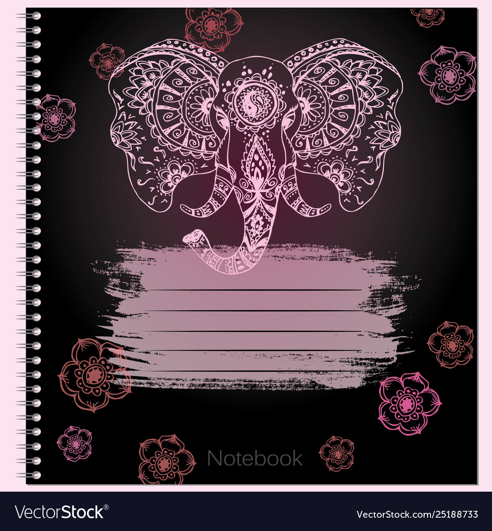 Cover for notebook with abstract elephant
