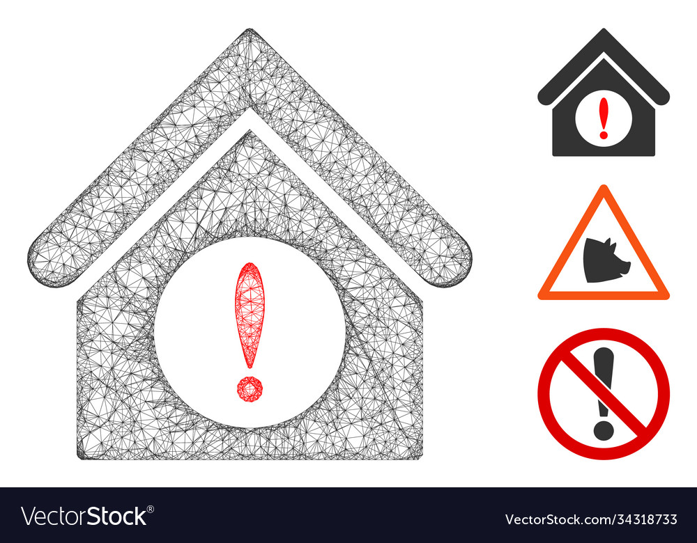 Exclamation building polygonal web mesh vector image Exclamation building polygonal web mesh