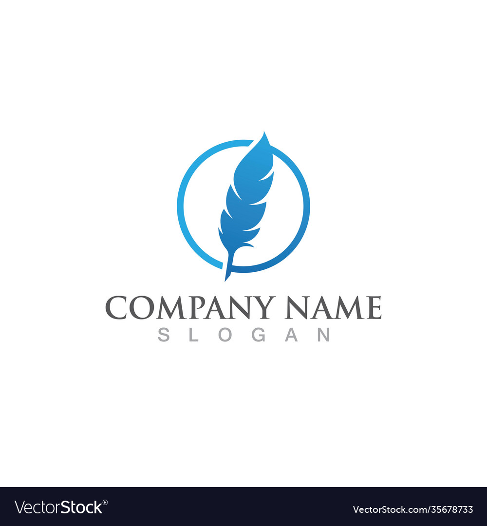 Feather pen logo and symbol Royalty Free Vector Image