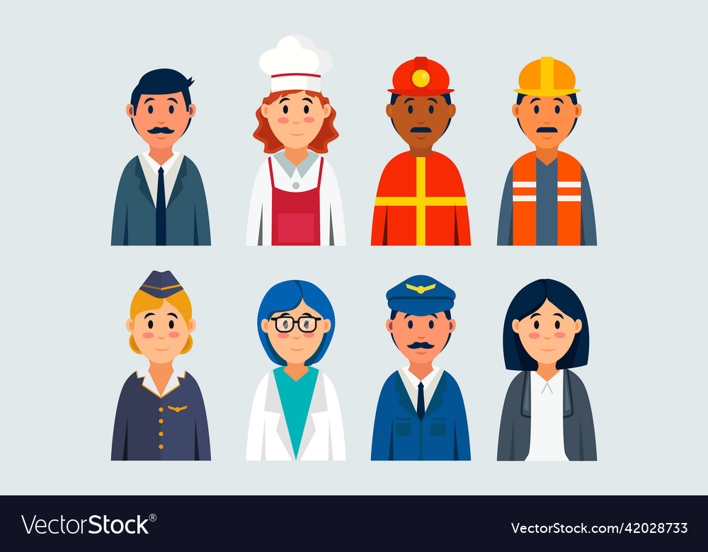 Flat characters with different professions set Vector Image