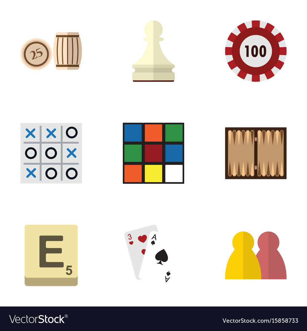 Flat icon games set of ace xo cube and other Vector Image