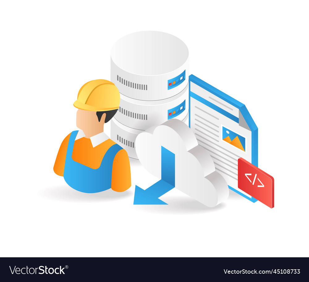 Flat isometric 3d web hosting database Vector Image Flat isometric 3d web hosting database