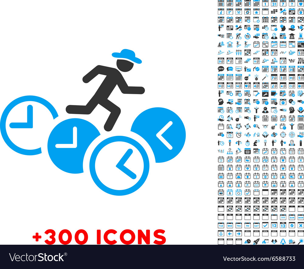 Gentleman running over clocks icon