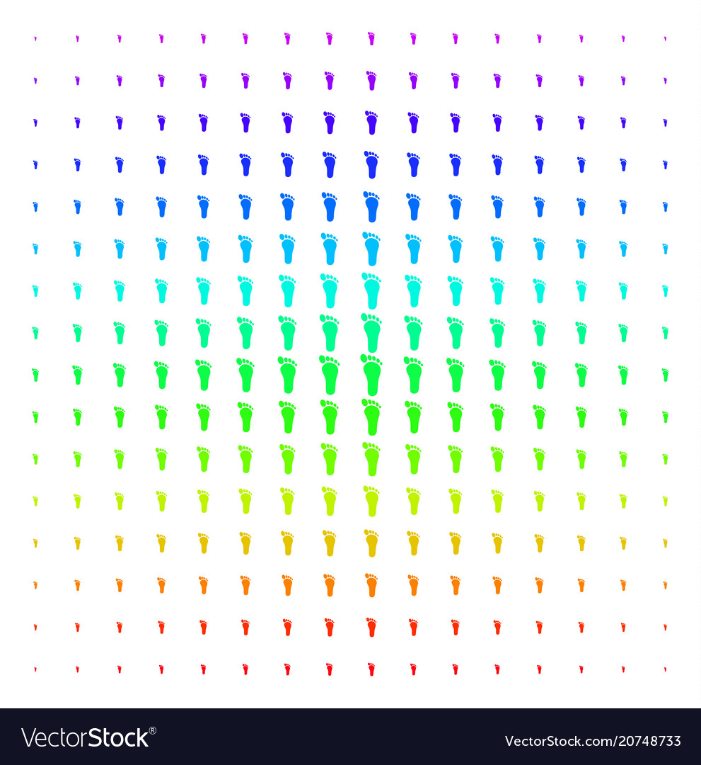 Human footprint shape halftone spectrum pattern