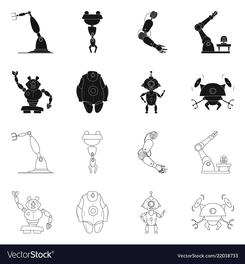 Isolated object of robot and factory icon set Vector Image Isolated object of robot and factory icon set
