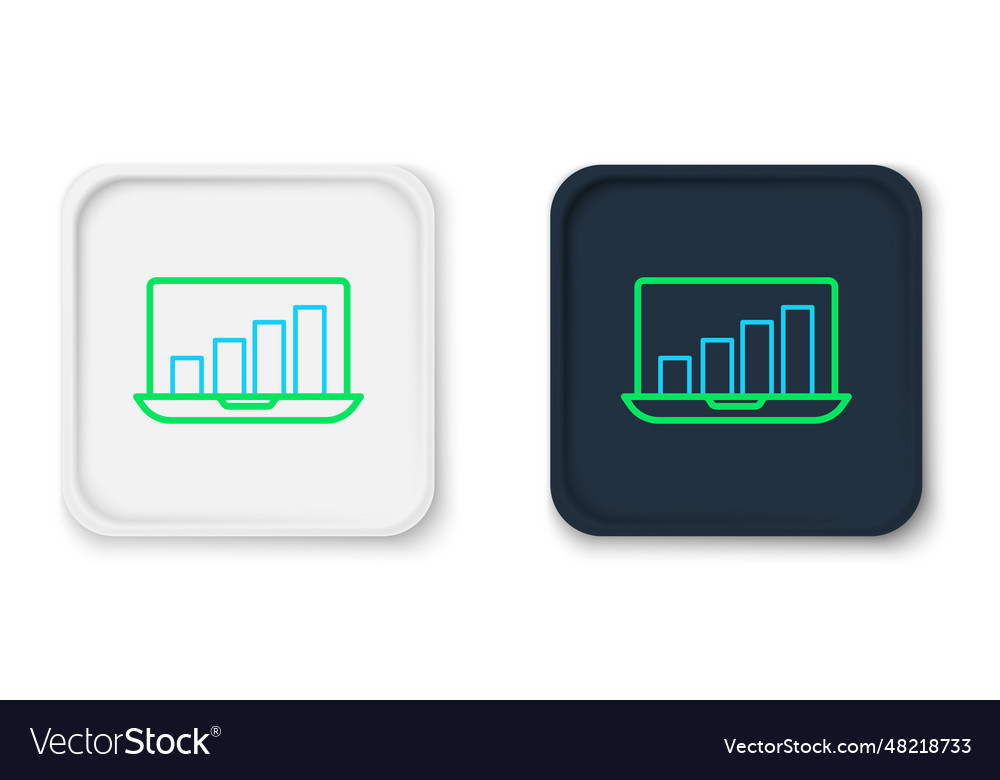 Line laptop with graph chart icon isolated vector image Line laptop with graph chart icon isolated