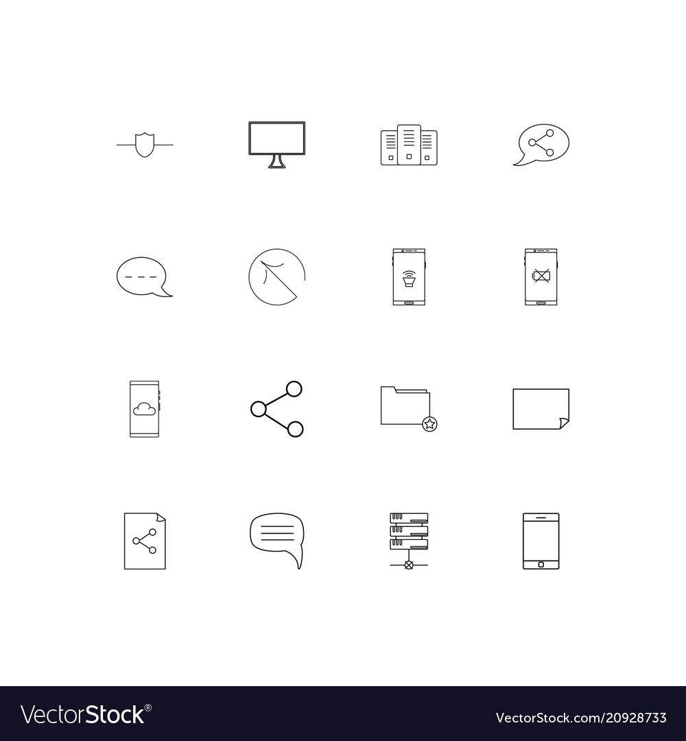 Netzwerk und Datenbank lineare dünne Symbole Set