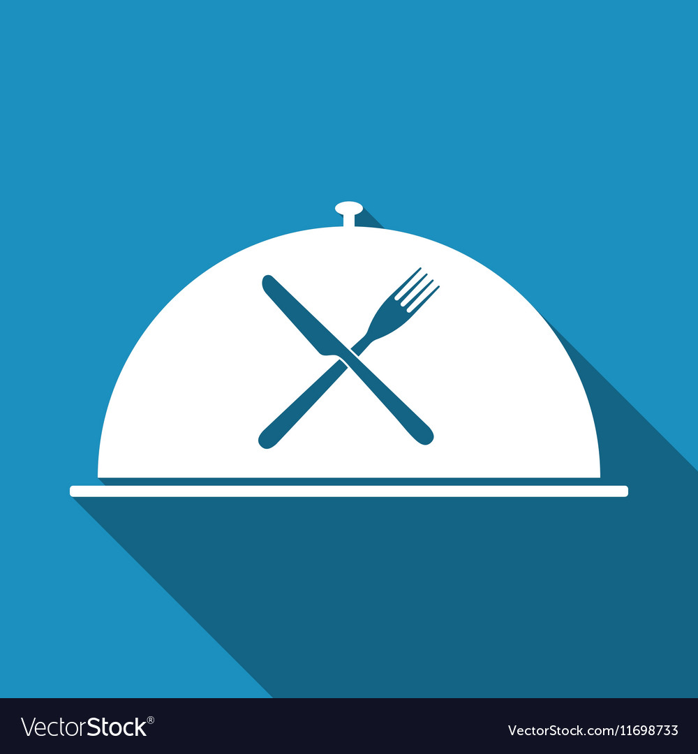 Restaurant icon with cloche and crossed fork