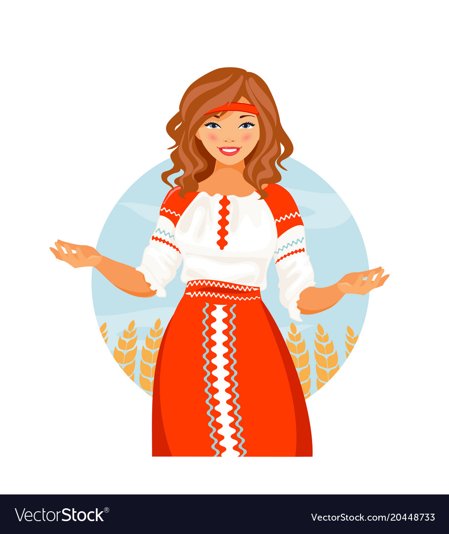 Russian costume girl Royalty Free Vector Image